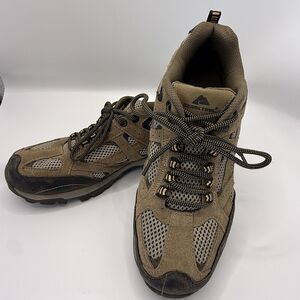 Ozark Trail Hiking Shoes Tan Brown Men's Size 7.5 Mesh Suede Low Top Sneakers